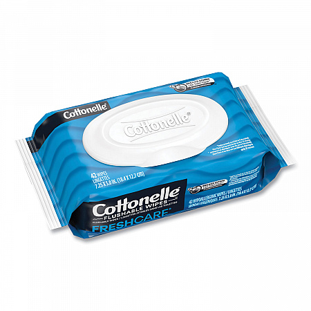 Fresh Care Flushable Cleansing Cloths, 1-Ply, 3.75 x 5.5, White, 42/Pack (44932PK)