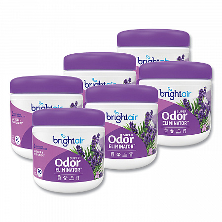 Super Odor Eliminator, Lavender and Fresh Linen, Purple, 14 oz Jar, 6/Carton (901325CT)