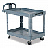 BRUTE Heavy-Duty Ergo Handle Utility Cart, Plastic, Two Shelves, 500 lb Capacity, 25.5