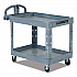 BRUTE Heavy-Duty Ergo Handle Utility Cart, Plastic, 2 Shelves, 750 lb Capacity, 26