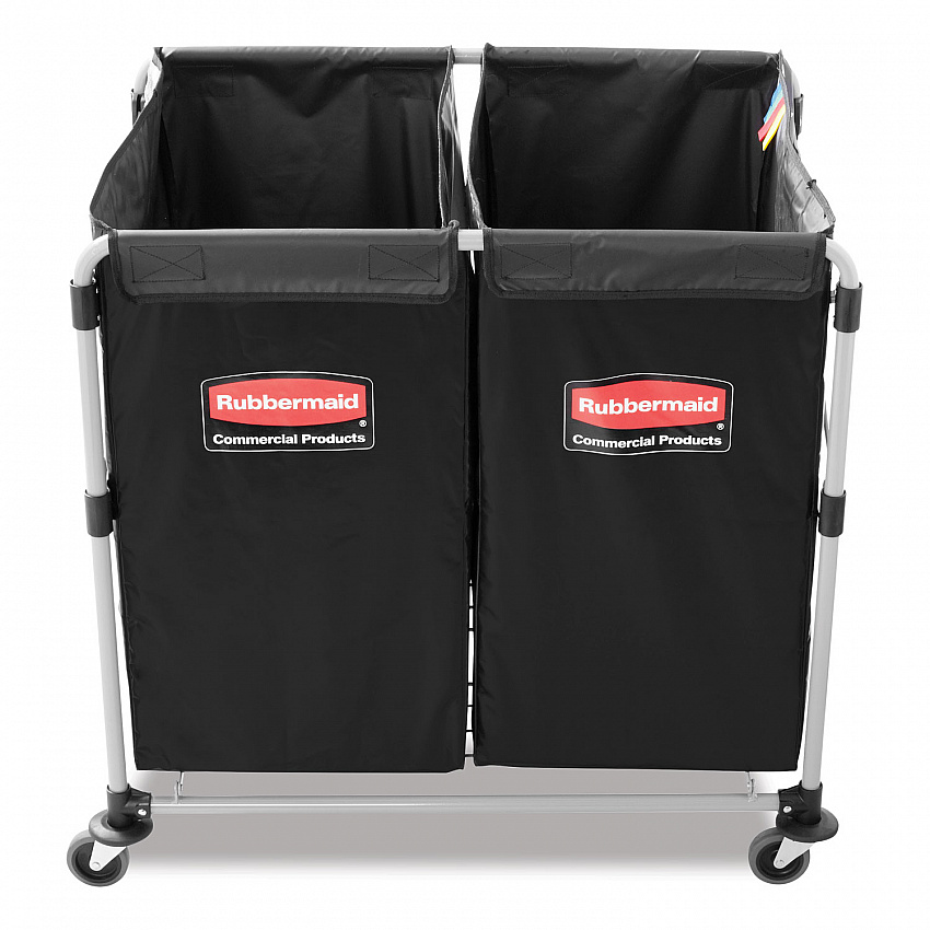 4 Bushel Collapsible X-Cart Bag for Rubbermaid Commercial 1881749 and 1881781, 5 cu ft, 22.08" x 15.33" x 27.33", Black, 2/CT (1881782CT)