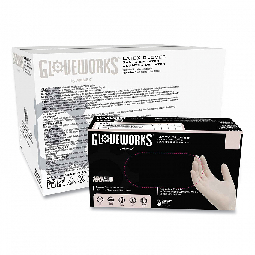 Latex Disposable Gloves, Powder-Free, Small, 4 mil Thick, 9.5" Long, Ivory, 100/Box, 10 Boxes/Carton (TLF42100)