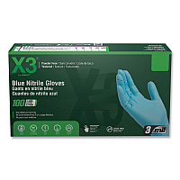 Industrial Nitrile Gloves, Powder-Free, Large, 3 mil Thick, 9.5" Long, Blue, 100/Box, 10 Boxes/Carton (X346100)