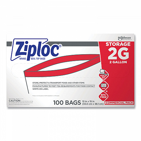 Double Zipper Storage Bags, 2 Gallon, 15