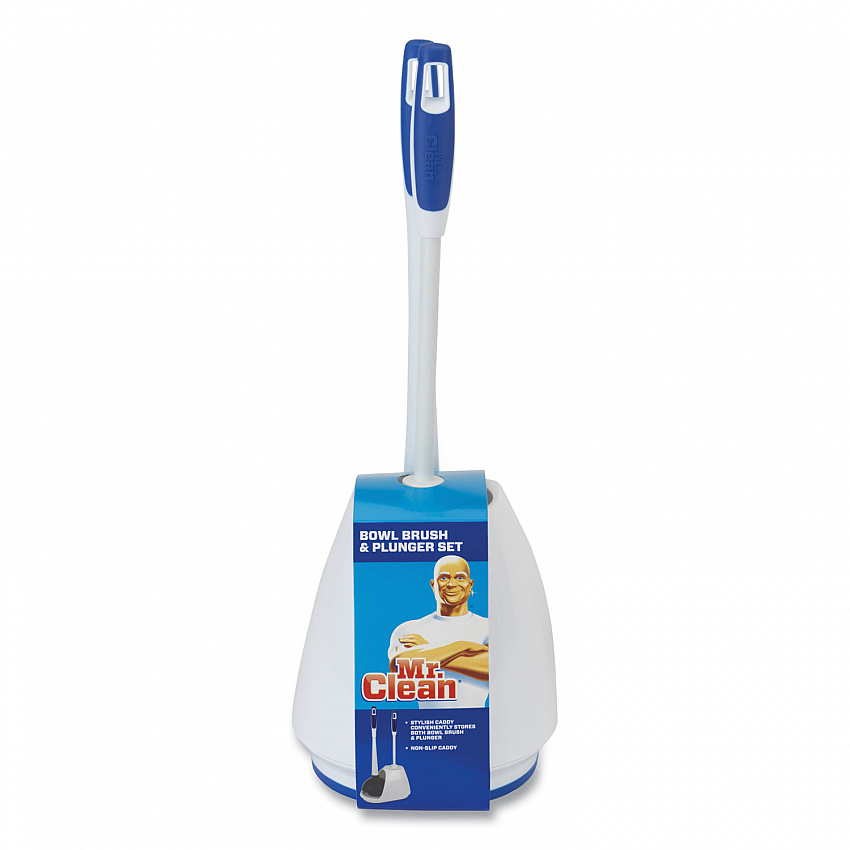 Turbo Plunger and Bowl Brush Set, 12.5" Plastic Handle, 6" dia, White (440436)