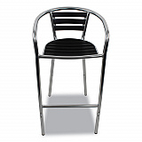 Pinzon Series Barstools, Supports Up to 300 lb, 31" Seat Height, Black/Silver Seat, Black/Silver Back; Silver Base (PINBSBLK)