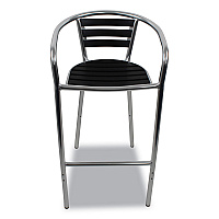 Pinzon Series Barstools, Supports Up to 300 lb, 31" Seat Height, Black/Silver Seat, Black/Silver Back; Silver Base (PINBSBLK)