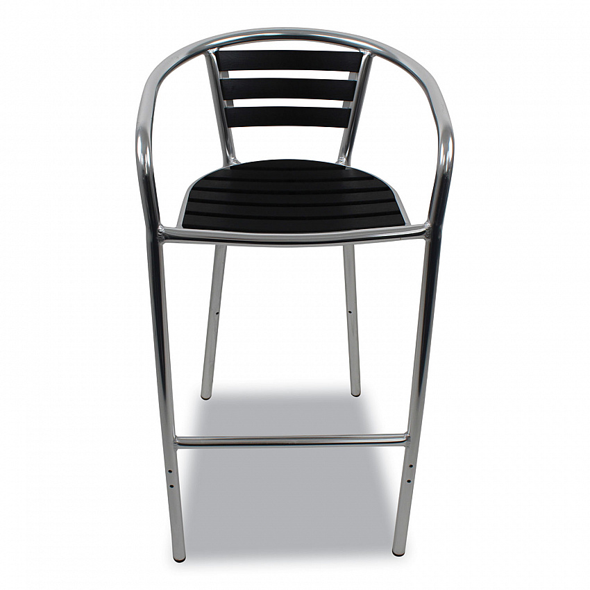 Pinzon Series Barstools, Supports Up to 300 lb, 31" Seat Height, Black/Silver Seat, Black/Silver Back; Silver Base (PINBSBLK)
