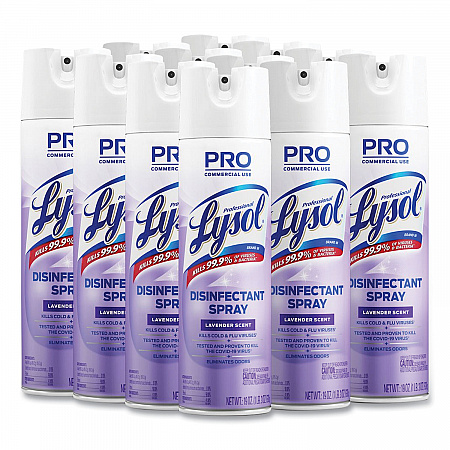 Disinfectant Spray, Lavender Scent, 19 oz Aerosol Spray, 12/Carton (89097CT)