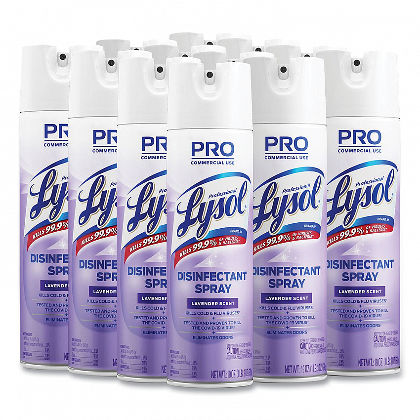 Disinfectant Spray, Lavender Scent, 19 oz Aerosol Spray, 12/Carton (89097CT)
