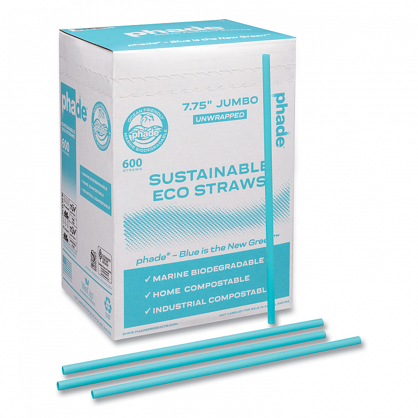 Marine Biodegradable Straws, 7.75", Ocean Blue, 6,000/Carton (511203)