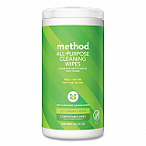 All Purpose Cleaning Wipes, 1 Ply, Lime and Sea Salt, White, 70/Canister, 6/Carton (338525)