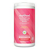 All Purpose Cleaning Wipes, 1 Ply, Pink Grapefruit, White, 70/Canister, 6/Carton (338527)