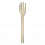 EcoSense Renewable Plant Starch Cutlery, Fork, Plastic, Cream, 50/Pack (EPS002PK)