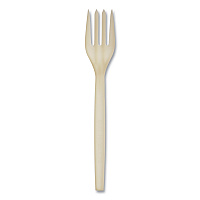EcoSense Renewable Plant Starch Cutlery, Fork, Plastic, Cream, 50/Pack (EPS002PK)