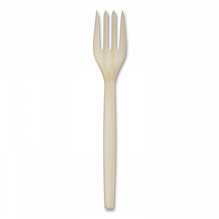 EcoSense Renewable Plant Starch Cutlery, Fork, Plastic, Cream, 50/Pack (EPS002PK)