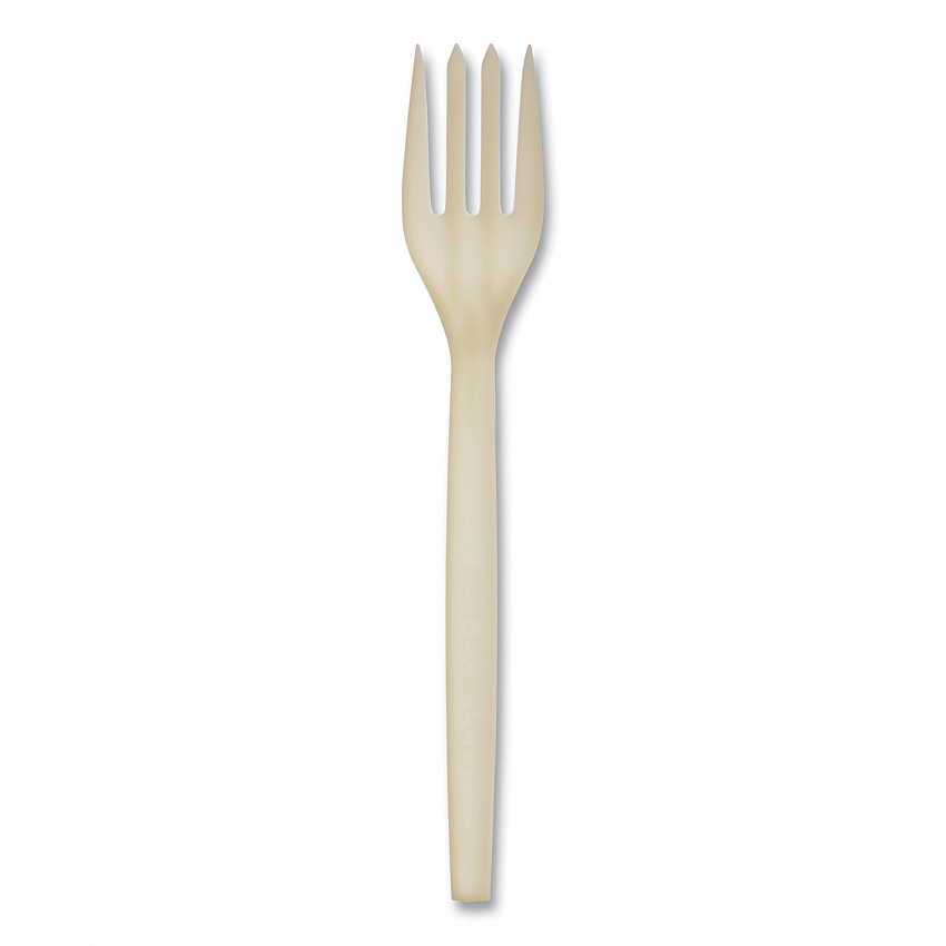 EcoSense Renewable Plant Starch Cutlery, Fork, Plastic, Cream, 50/Pack (EPS002PK)