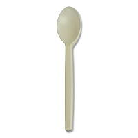 EcoSense Renewable Plant Starch Cutlery, Spoon, Plastic, Cream, 50/Pack (EPS003PK)