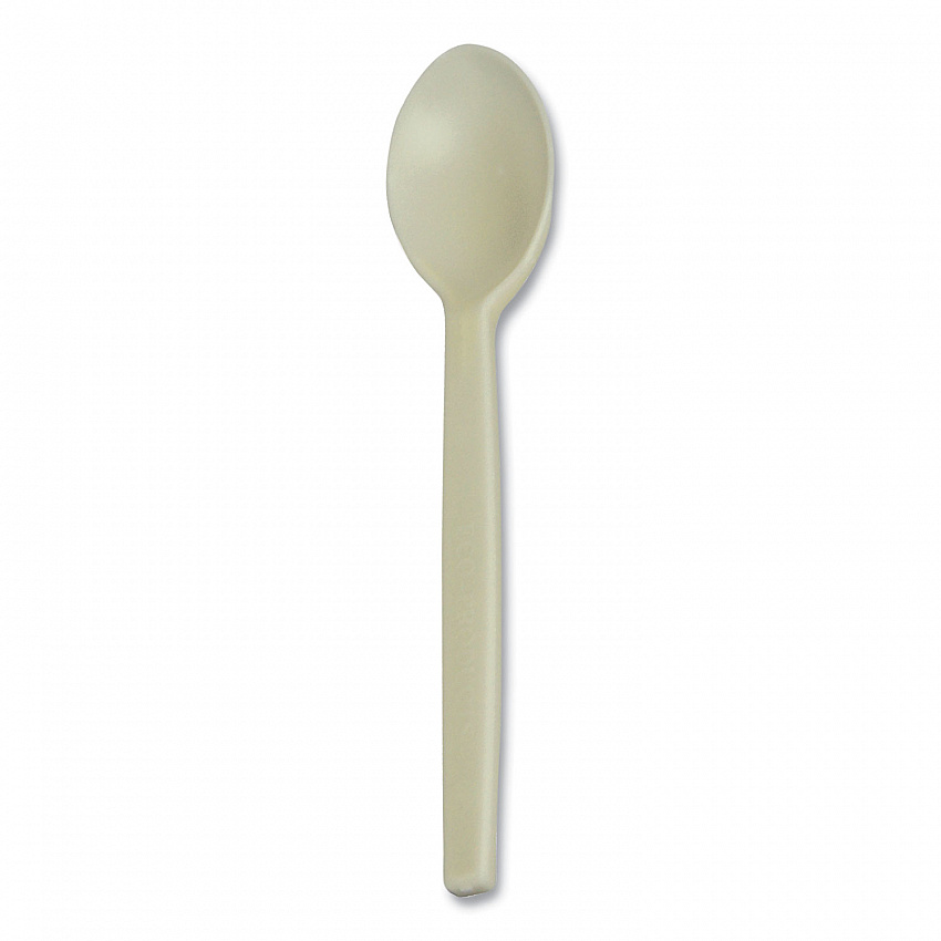 EcoSense Renewable Plant Starch Cutlery, Spoon, Plastic, Cream, 50/Pack (EPS003PK)