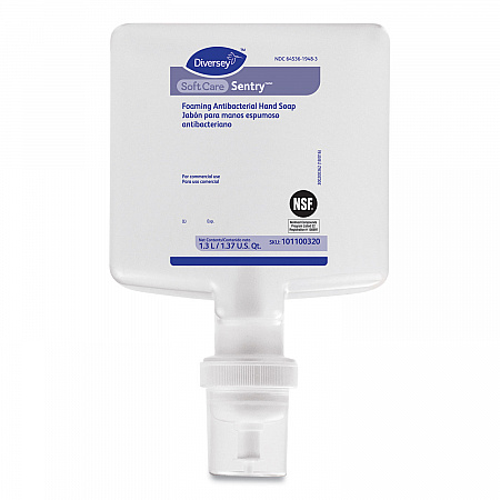 Soft Care Sentry Foaming Antibacterial Hand Soap Refill, Fragrance-Free, 1.3 L, 6/Carton (101100320)