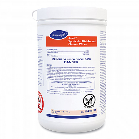 Avert Sporicidal Disinfectant Cleaner Wipes, 6 x 7, Chlorine Scent, 160/Canister, 12/Carton (100895790)