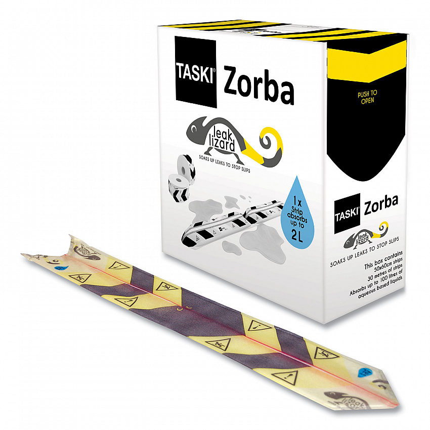 Zorba Absorbent Control Strips, 0.5 gal, 1" x 100 ft, 50 Strips/Box (D7523269)