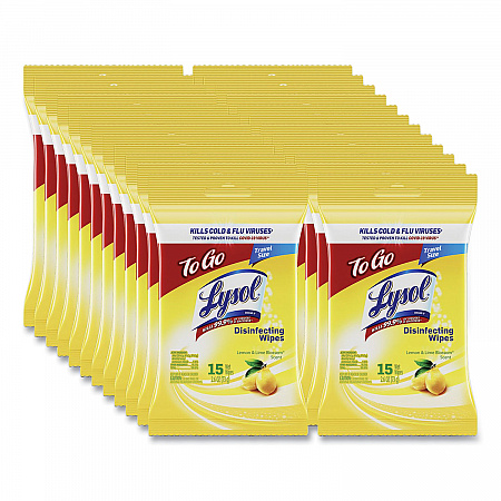 Disinfecting Wipes Flatpacks, 1-Ply, 6.69 x 7.87, Lemon and Lime Blossom, White, 15 Wipes/Flat Pack, 24 Flat Packs/Carton (99799CT)