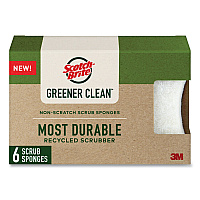 Greener Clean Non-Scratch Scrub Sponge, 2.6 x 3.3, 0.7" Thick, White, 6/Pack (97036UG)