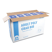Heavyweight Poly Aprons, Crab Design, One Size Fits Most, White/Red, 500/Box, 5 Boxes/Carton (PB24)