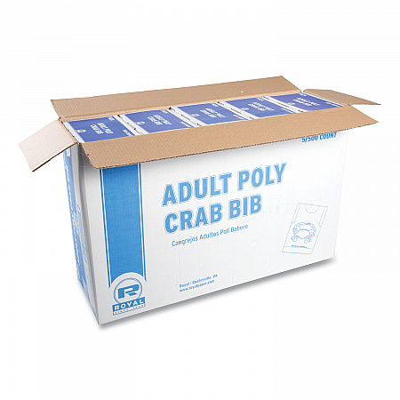 Heavyweight Poly Aprons, Crab Design, One Size Fits Most, White/Red, 500/Box, 5 Boxes/Carton (PB24)
