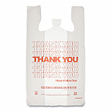 Thank You Bags, Thank You - Have a Nice Day Labeling, Cut-Out Handles, 13" x 8" x 23", White/Red, 1,000/Carton (RPTYB6FS)