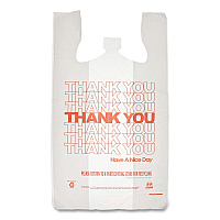 Thank You Bags, Thank You - Have a Nice Day Labeling, Cut-Out Handles, 13" x 8" x 23", White/Red, 1,000/Carton (RPTYB6FS)