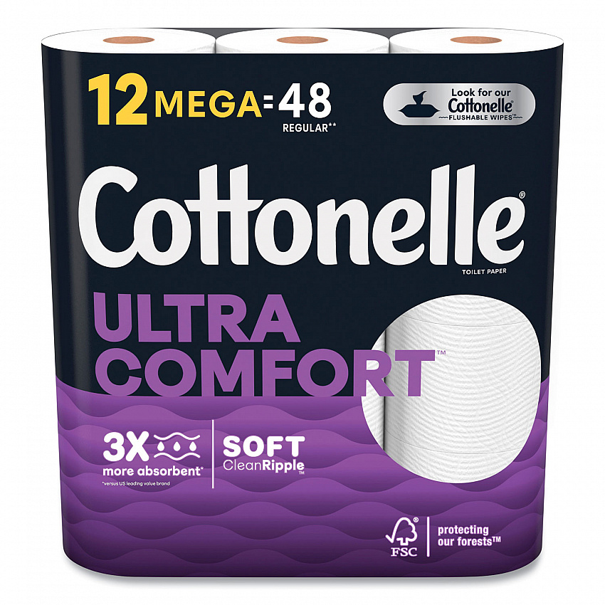 Ultra ComfortCare Toilet Paper, Soft Tissue, Septic Safe, 2-Ply, White, 284 Sheets/Roll, 12 Rolls/Pack, 48 Rolls/Carton (55494)