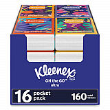 On The Go Packs Facial Tissues, 3-Ply, White, 10 Sheets/Pouch, 16 Pouches/Pack,  6 Packs/Carton (54635)
