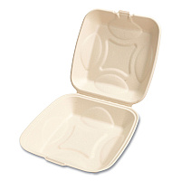 Bagasse PFAS-Free Food Containers, 9 x 9 x 3.19, Tan, Sugarcane, 100/Sleeve, 2 Sleeves/Carton (HNGE991CNPFA)