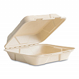 Nourish Molded Fiber Takeout Container, Compostable, 9 x 10 x 2, Natural, Sugarcane, 200/Carton (VWHC101NFA)