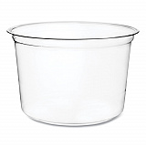 Round Deli Pots, Compostable, 16 oz, 4.6 Diameter x 3" h, Clear, Plastic, 500/Carton (CFDC16)