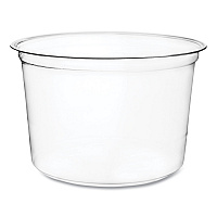 Round Deli Pots, Compostable, 16 oz, 4.6 Diameter x 3" h, Clear, Plastic, 500/Carton (CFDC16)