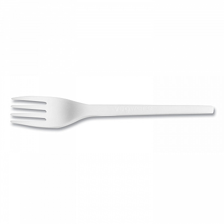 White CPLA Cutlery, General Purpose Fork, Plastic, White, 1,000/Carton (VWFK65)