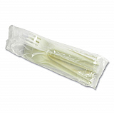 Cutlery Kits, Compostable, General Purpose, Fork/Knife/Napkin/Spoon, Plastic, White, 250/Carton (VWKFSWN)