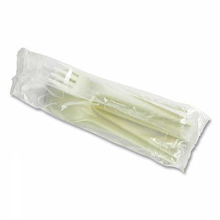 Cutlery Kits, Compostable, General Purpose, Fork/Knife/Napkin/Spoon, Plastic, White, 250/Carton (VWKFSWN)