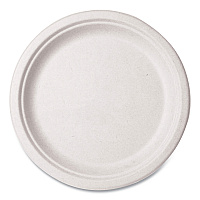 Nourish Molded Fiber Tableware, Compostable, Plate, Sugarcane, 10" dia, White, 500/Carton (VWP005NFA)