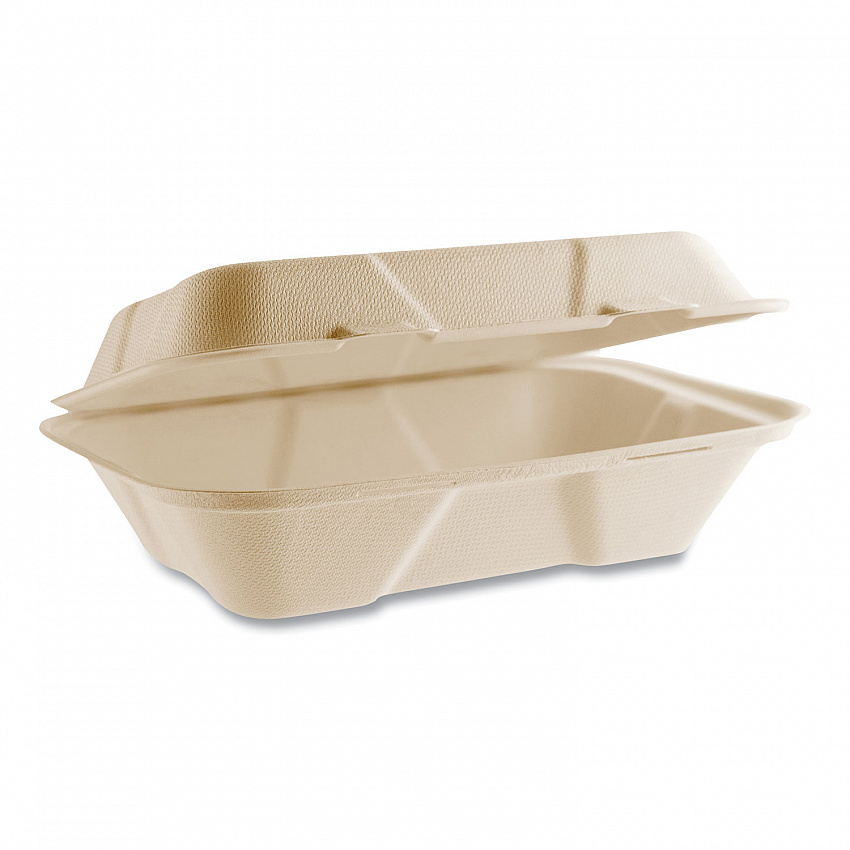 Nourish Molded Fiber Takeout Containers, Compostable, 6.1 x 9 x 2.9, Natural, Sugarcane, 200/Carton (VWHC96NFA)