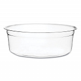 Round Deli Pots, Compostable, 8 oz, 4.6" Diameter x 1.5" h, Clear, Plastic, 500/Carton (CFDC08)