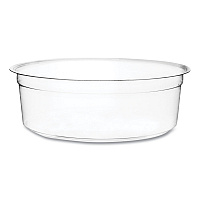 Round Deli Pots, Compostable, 8 oz, 4.6" Diameter x 1.5" h, Clear, Plastic, 500/Carton (CFDC08)