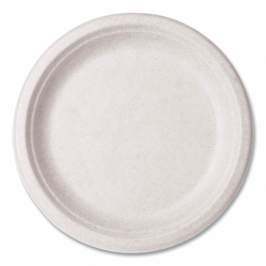 Nourish Molded Fiber Tableware, Compostable, Plate, Sugarcane, 9" dia, White, 500/Carton (VWP013NFA)