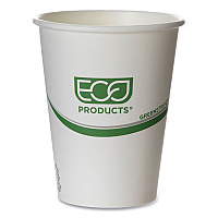 GreenStripe Renewable and Compostable Hot Cups, 12 oz, Paper, White/Green, 50/Pack, 20 Packs/Carton (EPBHC12GS)