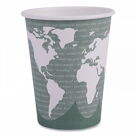 World Art Renewable and Compostable Hot Cups, 12 oz, Paper, Sage, 50/Pack (EPBHC12WAPK)
