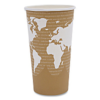 World Art Renewable and Compostable Hot Cups, 20 oz, Paper, Brown/White, 50/Pack, 20 Packs/Carton (EPBHC20WA)