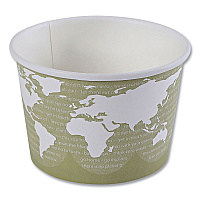 World Art Renewable and Compostable Food Container, 16 oz, 4.05" Diameter x 3" h, Sage, Paper, 25/Pack, 20 Packs/Carton (EPBSC16WA)